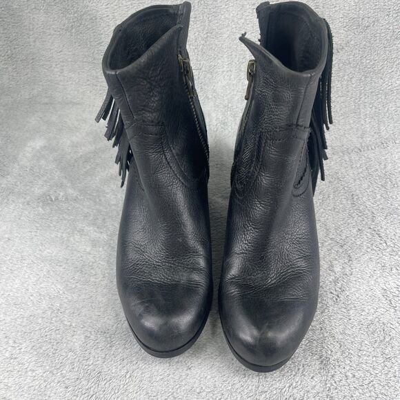 Sam Edelman Louie Womens US 8 M Bootie Black Fringe Leather Side Zip Ankle Boots - Picture 5 of 16